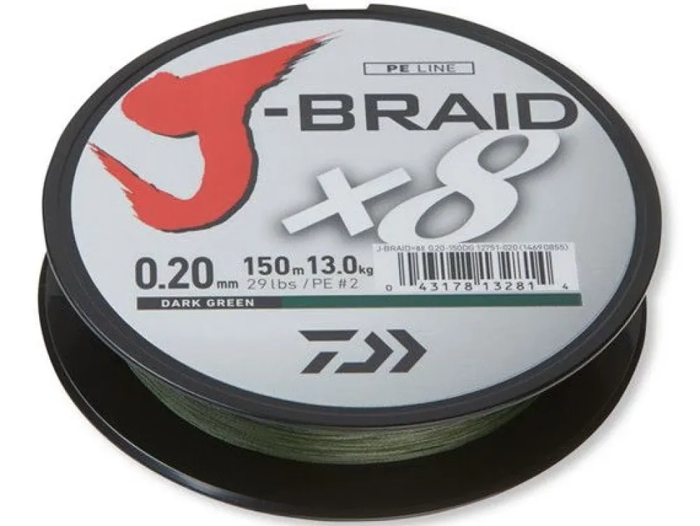 New J-Braid X8 150m Dark Green 0,06mm 4kg Hauptschnüre|Schnüre