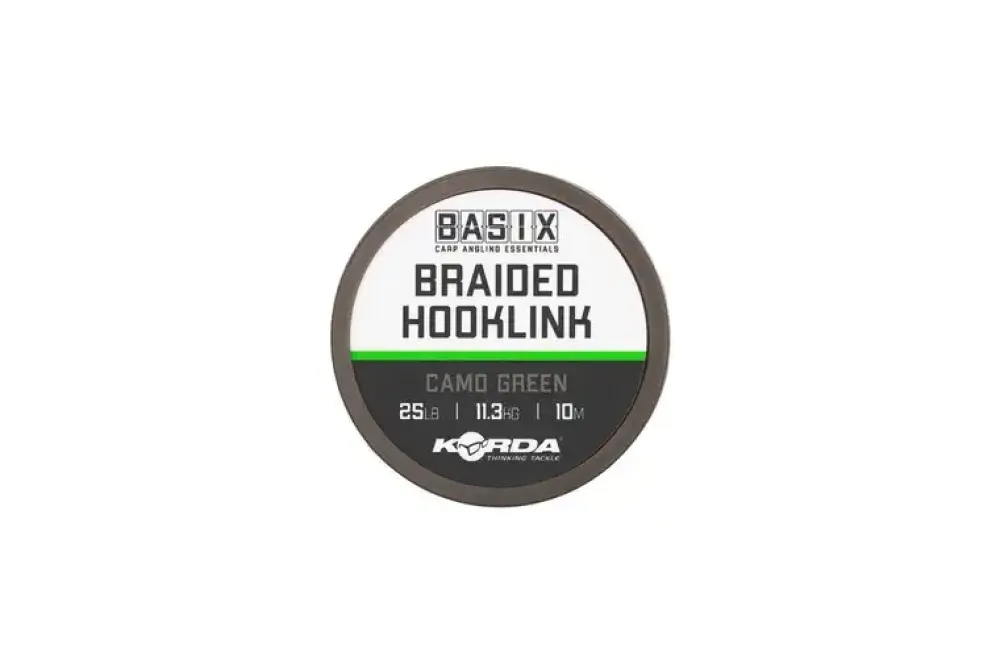 Outlet Basix Braided Hooklink 25lb 10m Camo Green Vorfächer