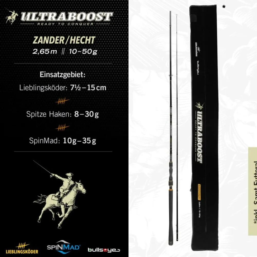 New Bullseye Ultraboost Zander+Hecht 2,65m 10-50g Spinn-Ruten