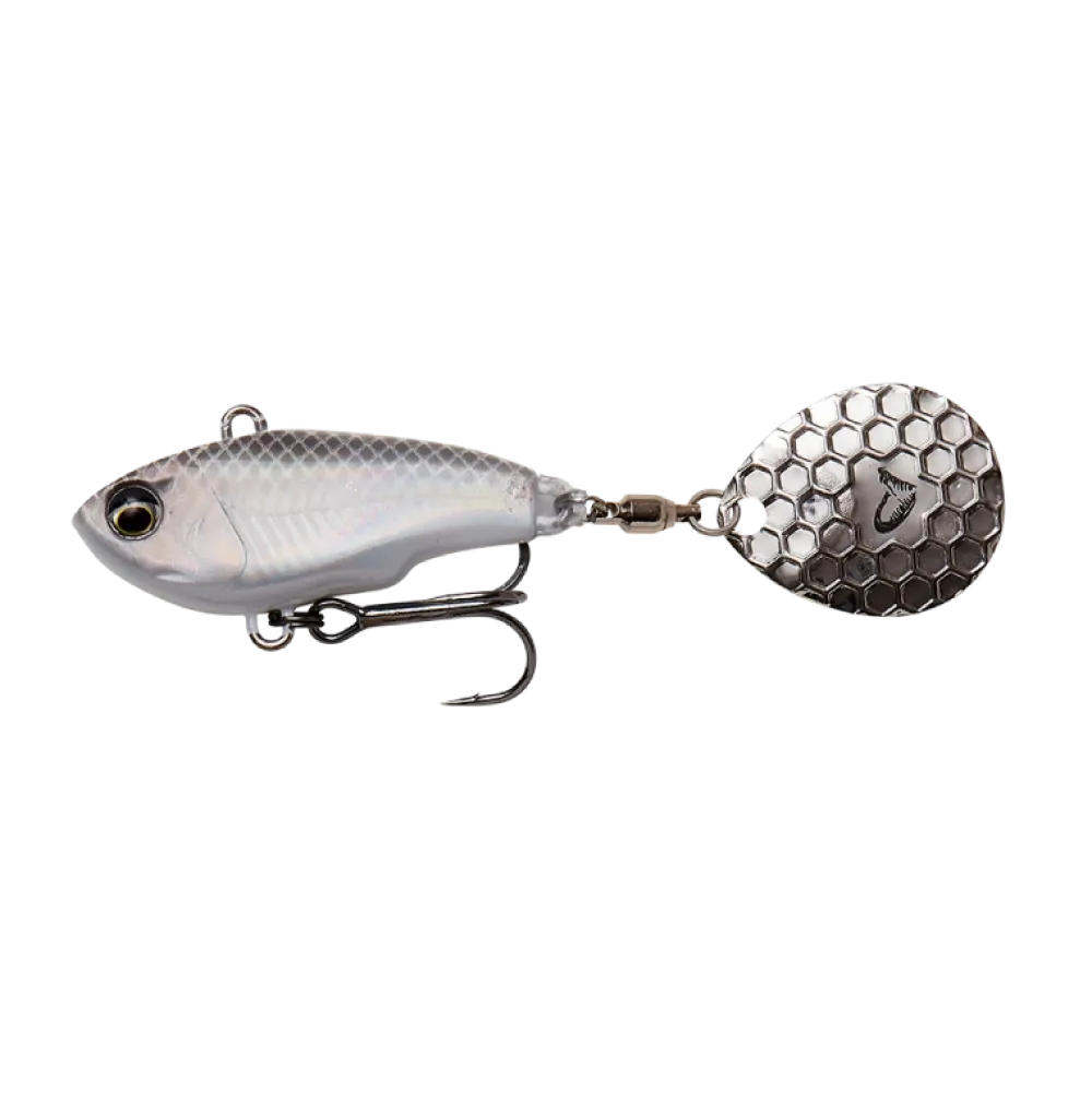 Hot Fat Tail Spin 24g White Silver Metallköder