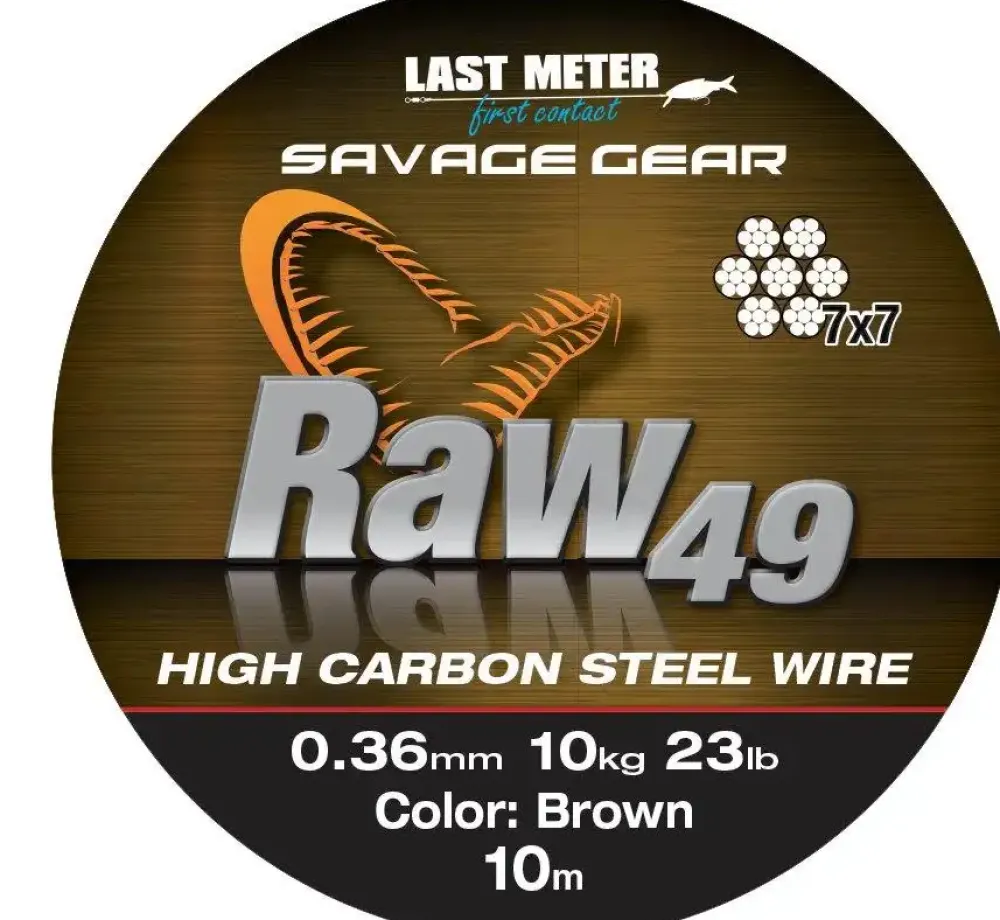 Outlet Raw49 Steelwire 11kg 10m Uncoated Brown 0,36mm Vorfächer
